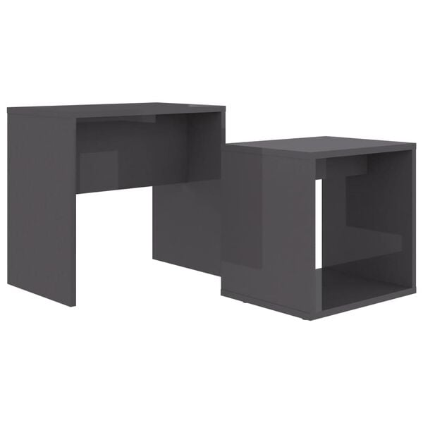 vidaXL Ensemble de table basse Gris brillant Bois d'ing&eacute;nierie