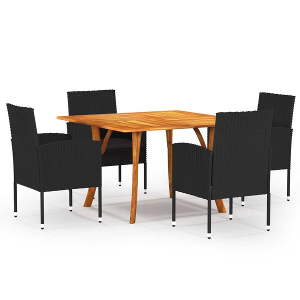 vidaXL Ensemble &agrave; manger de jardin 5 pcs Noir