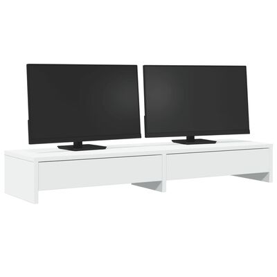 vidaXL Support de moniteur avec tiroirs blanc bois d'ingénierie