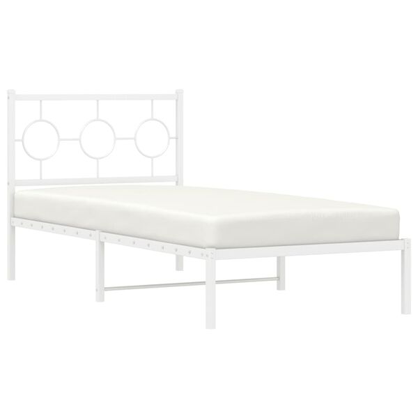 vidaXL Cadre de lit métal sans matelas avec tête de lit blanc 90x190cm