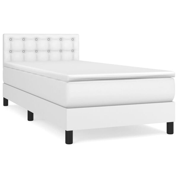vidaXL Sommier &agrave; lattes de lit avec matelas Blanc 90x190 cm Similicuir
