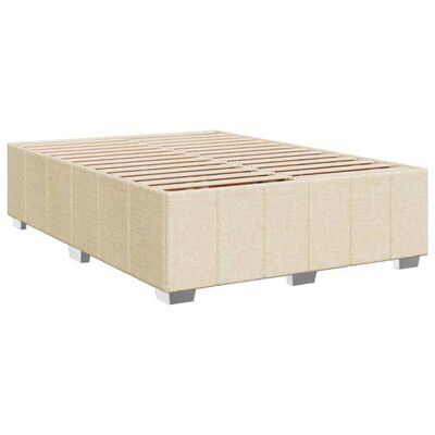 vidaXL Sommier à lattes de lit avec matelas Crème 140x190 cm Tissu