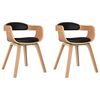 vidaXL Chaises &agrave; manger lot de 2 noir bois courb&eacute; et similicuir