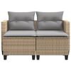 vidaXL Canap&eacute; de jardin 2 places avec tabourets beige r&eacute;sine tress&eacute;e