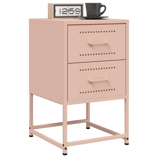 vidaXL Tables de chevet 2 pcs rose 36x39x60,5 cm acier