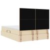 vidaXL Lit avec rangement et LED avec LED Cr&egrave;me 140 x 200 cm Polyester