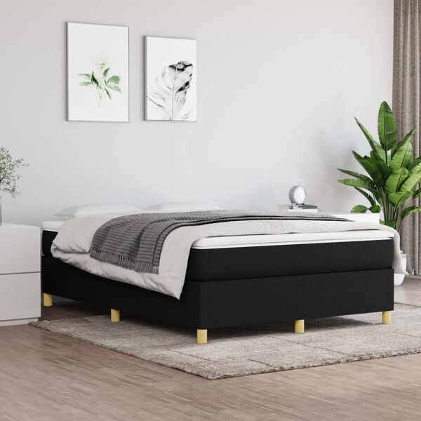 vidaXL Cadre de lit noir 140x190 cm tissu
