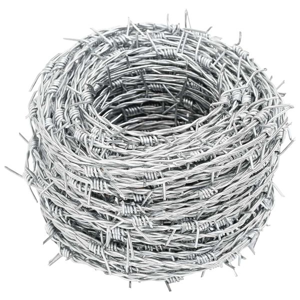 vidaXL Fil barbel&eacute; Argent 50 m Acier Galvanis&eacute; &agrave; Chaud