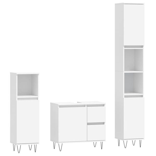 vidaXL Ensemble de meubles salle de bain 3 pcs blanc bois d'ing&eacute;nierie