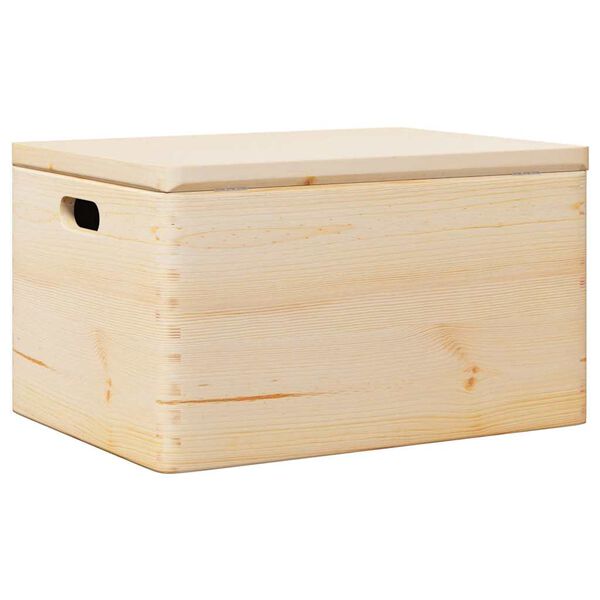 vidaXL Bo&icirc;te en bois avec couvercle et poign&eacute;es bois de pin massif