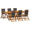 vidaXL Ensemble &agrave; Manger de jardin 7pcs bois d'acacia solide textil&egrave;ne