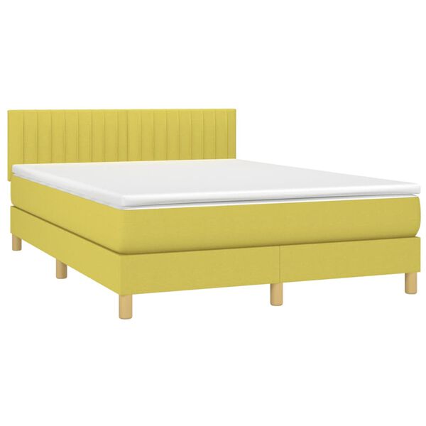 vidaXL Sommier &agrave; lattes de lit avec matelas LED Vert 140x190 cm Tissu