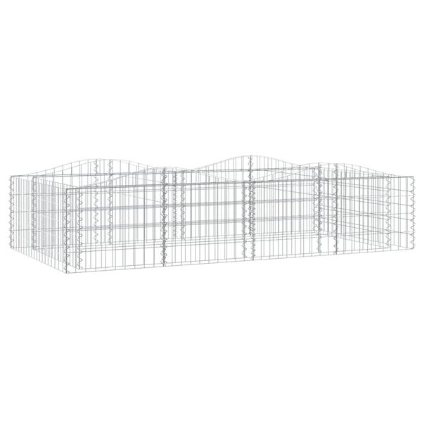 vidaXL Lit sur&eacute;lev&eacute; &agrave; gabions arqu&eacute; 200x100x50 cm Fer galvanis&eacute;