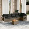 vidaXL Salon de jardin avec coussins 7 pcs gris r&eacute;sine tress&eacute;e