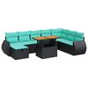 vidaXL Salon de jardin avec coussins 9pcs marron r&eacute;sine tress&eacute;e acacia
