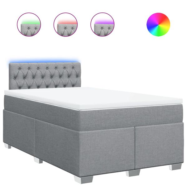 vidaXL Sommier &agrave; lattes de lit et matelas gris clair 120x190 cm tissu