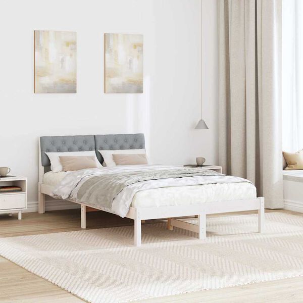 vidaXL Cadre de lit avec t&ecirc;te de lit Blanc et gris clair 120 x 190 cm