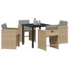 vidaXL Ensemble de salle &agrave; manger pour jardin 5 pcs Beige polyrotin