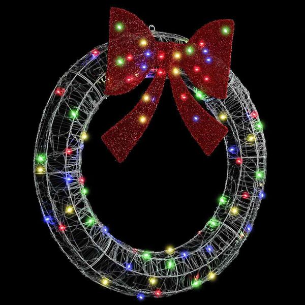 vidaXL Couronne avec 80 LED Multicolore 92 x 9,5 x 92 cm Acrylique