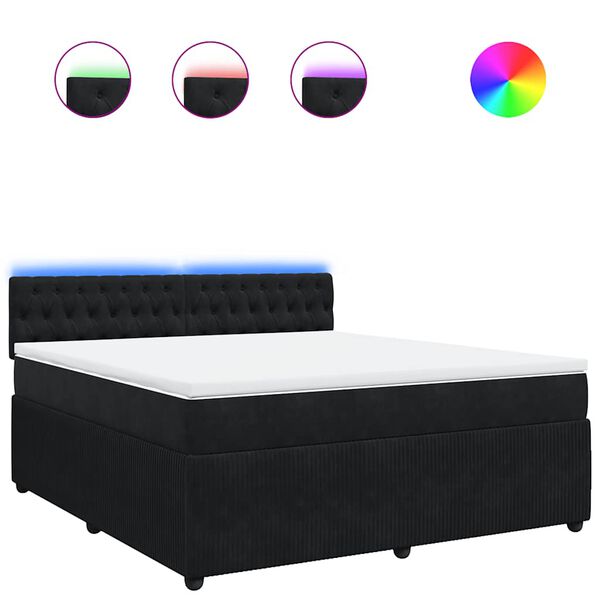 vidaXL Sommier &agrave; lattes de lit avec matelas Noir 180x200 cm Velours