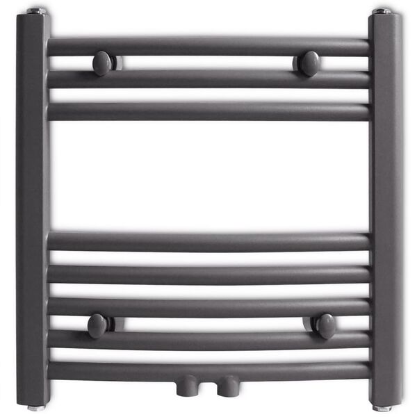 vidaXL S&egrave;che-serviettes eau chaude &agrave; rails incurv&eacute;s gris 480 x 480 mm