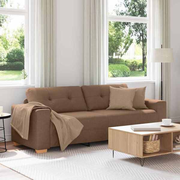 vidaXL | Sofa 3 places | avec coussin Marron tissu