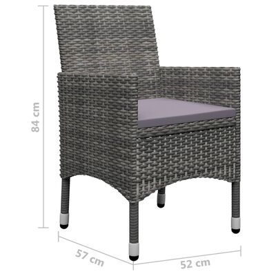 vidaXL Ensemble de salle à manger de jardin 5 pcs Gris