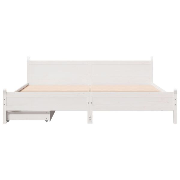 vidaXL Cadre de lit sans matelas blanc 200x200 cm bois massif de pin