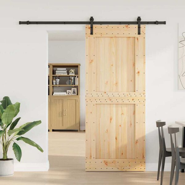 vidaXL Porte coulissante et kit de quincaillerie 95x210 cm pin massif