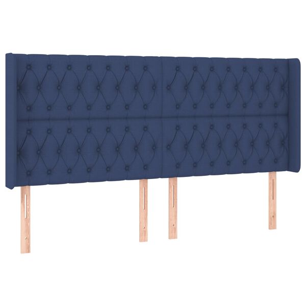 vidaXL T&ecirc;te de lit &agrave; LED Bleu 183x16x118/128 cm Tissu