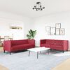 vidaXL Ensemble de canap&eacute;s Chesterfield 2pcs rouge bordeaux similicuir