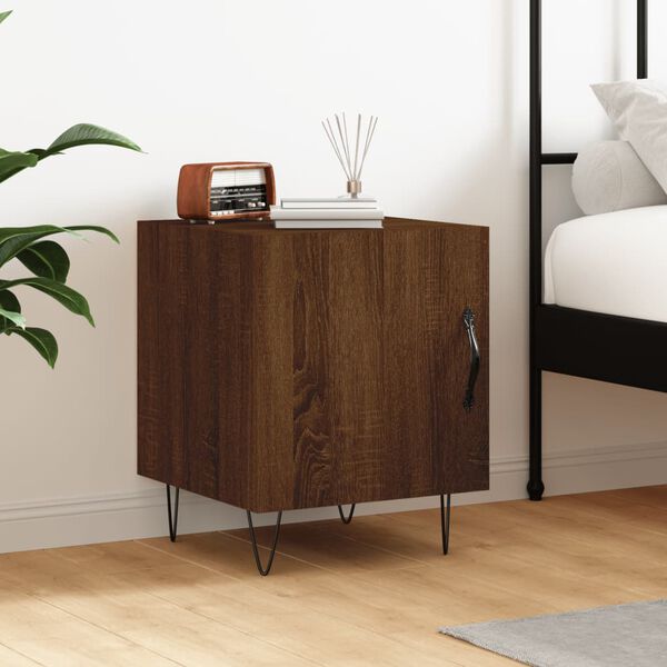 vidaXL Table de chevet ch&ecirc;ne marron 40x40x50 cm bois d&rsquo;ing&eacute;nierie