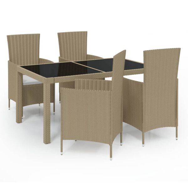vidaXL Ensemble &agrave; manger d'ext&eacute;rieur 5 pcs coussins R&eacute;sine tress&eacute;e