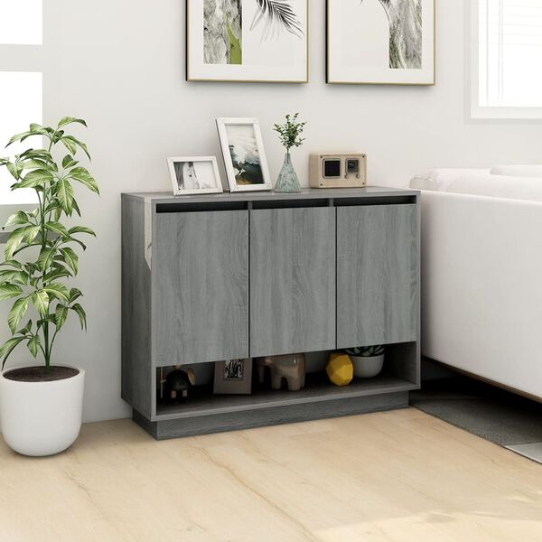 vidaXL Buffet Sonoma gris 97x31x75 cm Bois d'ing&eacute;nierie