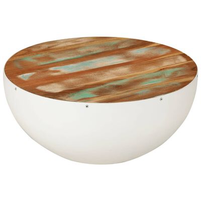 vidaXL Table basse en forme de bol blanc bois de récupération massif