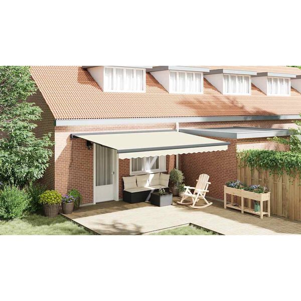 vidaXL Auvent r&eacute;tractable cr&egrave;me 4x3 m tissu et aluminium