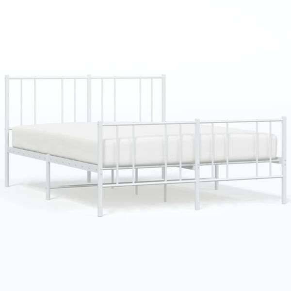 vidaXL Cadre de lit m&eacute;tal sans matelas et pied de lit blanc 160x200 cm