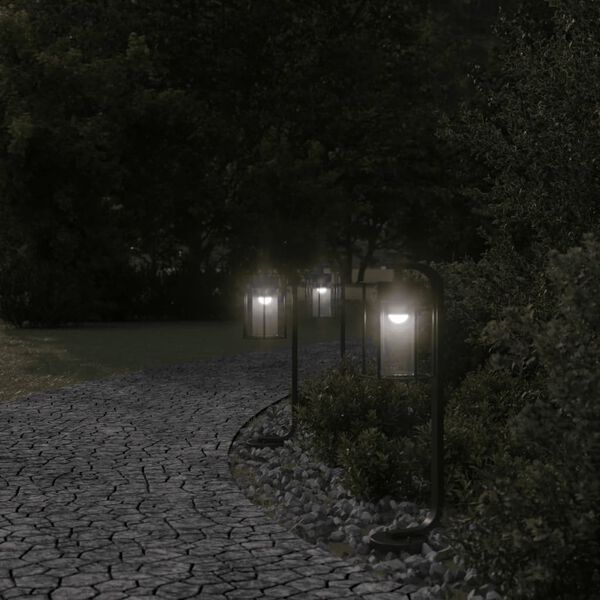 vidaXL Lampadaires d'ext&eacute;rieur 3 pcs noir 60 cm acier inoxydable