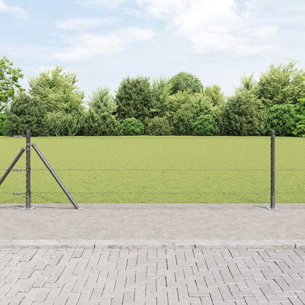 vidaXL Cl&ocirc;ture avec poteaux Gris 0.5 x 25 m Acier recouvert de PVC