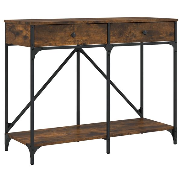 vidaXL Table console ch&ecirc;ne fum&eacute; 100x39x78,5 cm bois d'ing&eacute;nierie