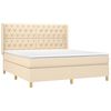 vidaXL Sommier &agrave; lattes de lit avec matelas Cr&egrave;me 160x200 cm Tissu