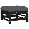 vidaXL Repose-pied de jardin avec coussin noir bois de pin massif