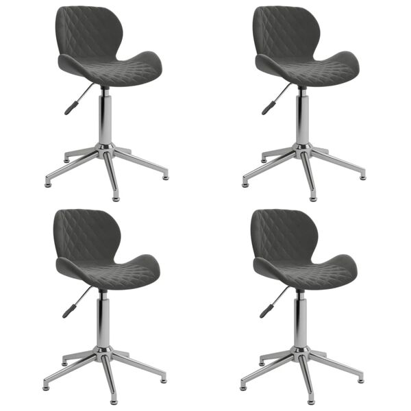 vidaXL Chaises pivotantes &agrave; manger lot de 4 gris fonc&eacute; velours