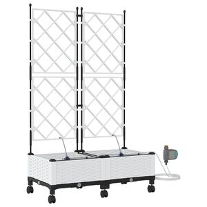 vidaXL Porte-plante de jardin avec irrigation et roues 2 pc Blanc PP