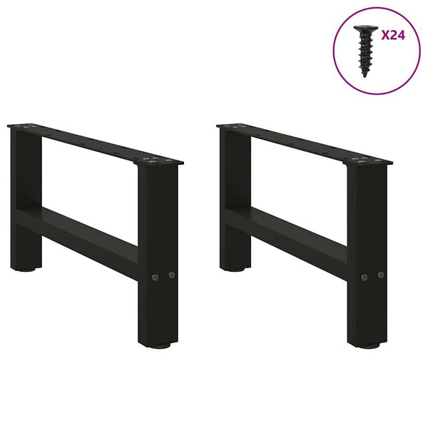 vidaXL Pieds de table basse Noir 2 pi&egrave;ces 60 x (30-31) cm Acier