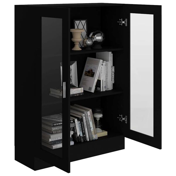 vidaXL Armoire &agrave; vitrine Noir 82,5x30,5x115 cm Bois d'ing&eacute;nierie