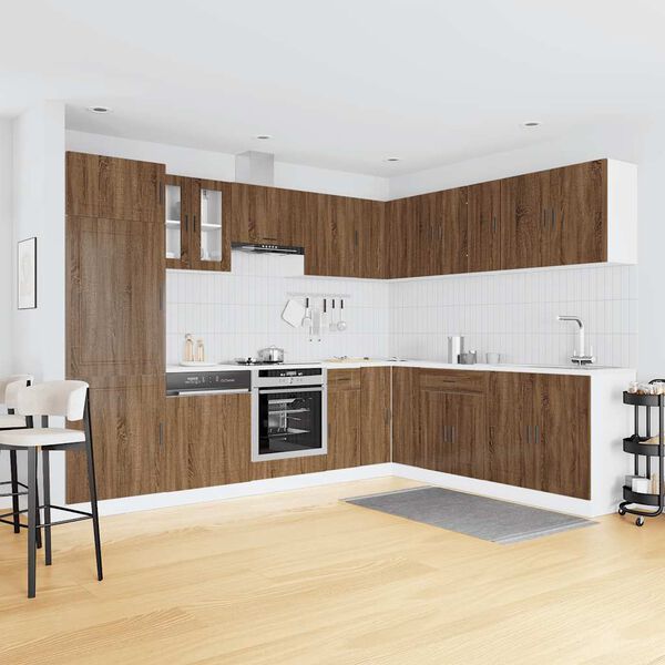 vidaXL Ensemble d'armoires de cuisine 14 pcs Porto bois d'ing&eacute;nierie