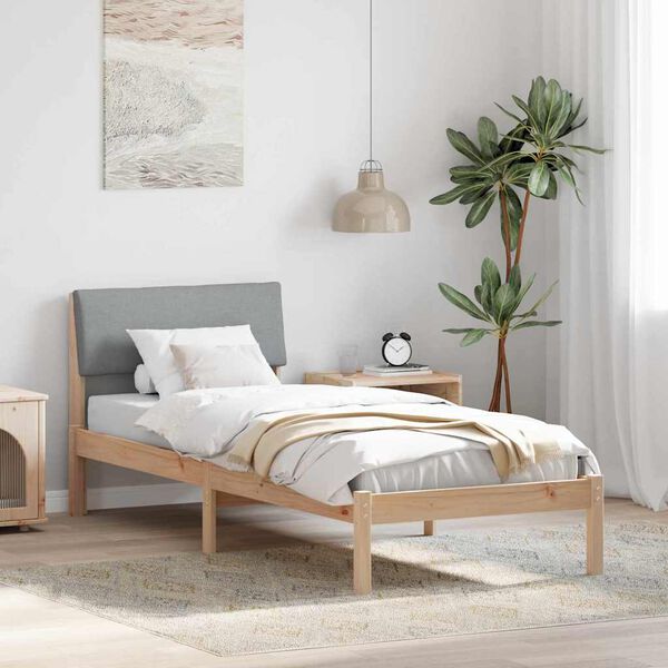 vidaXL Cadre de lit avec t&ecirc;te de lit Marron et gris clair 75 x 190 cm