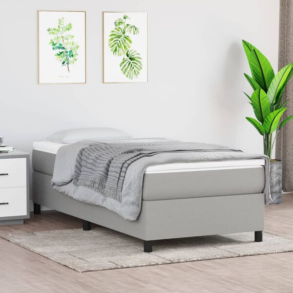 vidaXL Sommier &agrave; lattes de lit avec matelas Gris clair 100x200cm Tissu