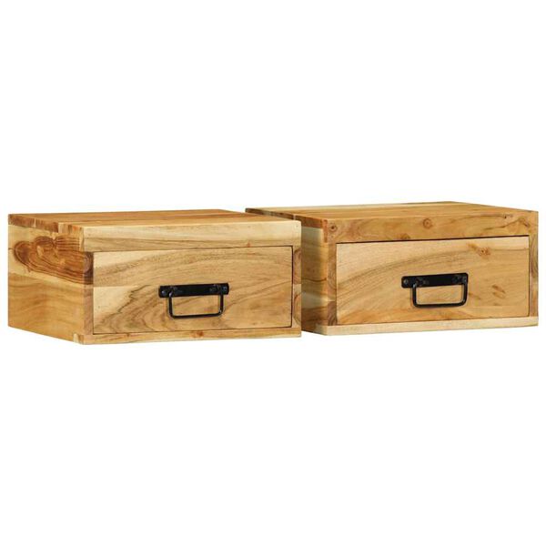 vidaXL Tables de chevet murales 2 pcs bois massif d'acacia